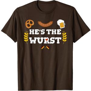 Oktoberfest Couples He's The Wurst T-Shirt, Size Medium