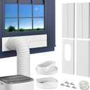 Portable AC Window Vent Kit, with 5.9" Exhaust Hose, 5.9" Coupler and Bird Guard, Adjustable Air Conditioner Window Seal Kit Length Range (17" to 63"), Universal Sliding AC Vent Kit