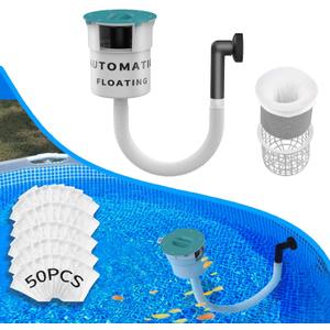 Surface Float Skimmer,2025 Upgrade,No Installation Required, no Adjustable Bracket Required,Comes with 50 Filter Socks, Perfect for Women ((((Turquoise))))