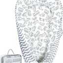 Aila+Aiden Baby Lounger | Organic Cotton Infant Lounger | Reversible, Adjustable & Portable Floor Lounger |Supervised Use | Soft, Breathable, Washable Cover - Star Collection (Travel Gray)