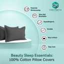 2 Pack Pillow Shams King Size 20x40 600 Thread Count 100% Organic Cotton Grey Pillow Covers with 2 Inch Decorative Flange, Soft & Smooth Premium Hotel-Quality Pillowcases Set of 2