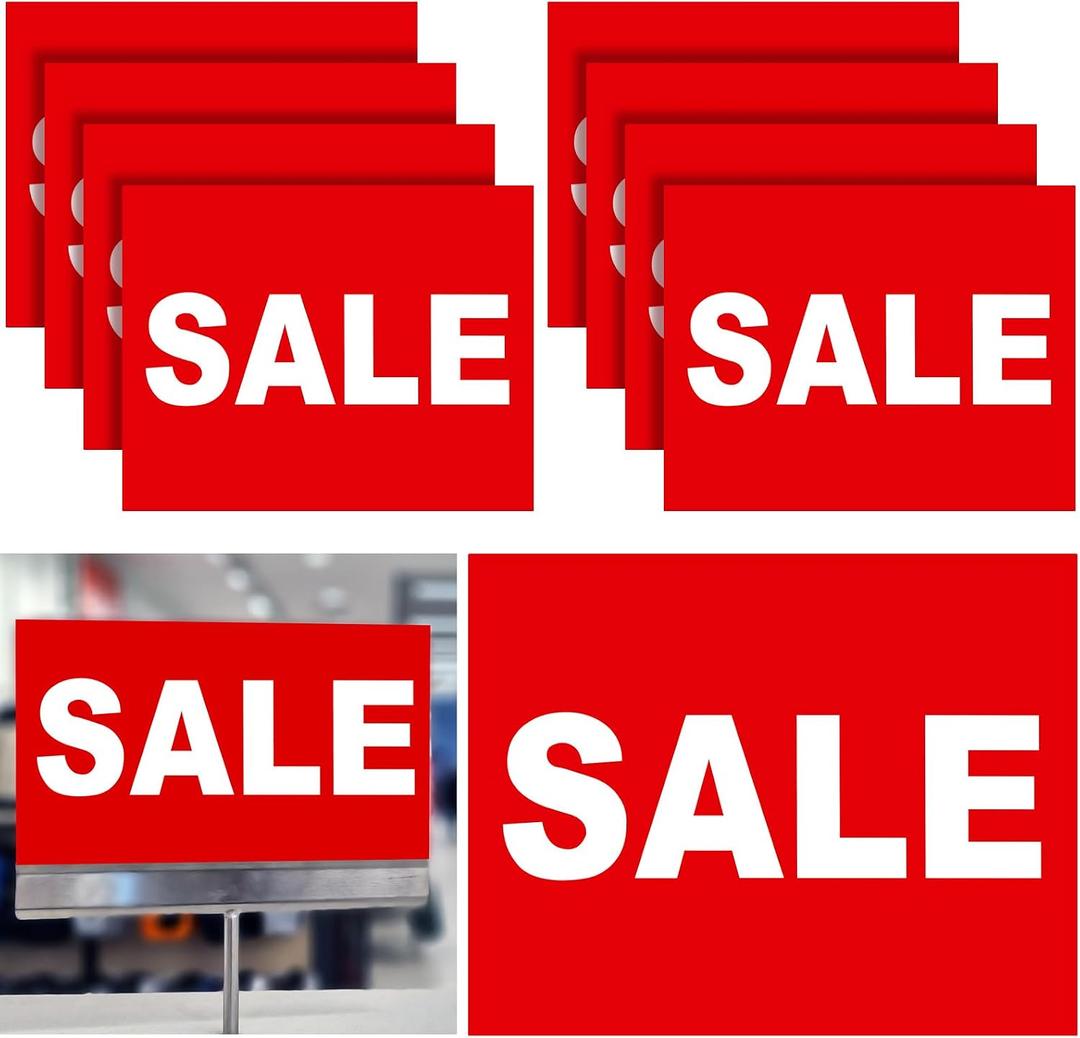 Feifeiya 10 Pcs 5.5 x 7 Inches Sale Signs Tags for Retail Store Card Stock Advertising Sale Sign Red White Print for Yard Garage Retail Store Outdoor Indoor Business Marketing Office, 2 pack