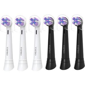 Pack of 6 Replacement Heads Compatible with Oral B iO 10 9 8 7 6 5 4 3 Series Electric Toothbrush, Medium Brush Heads, Black/White