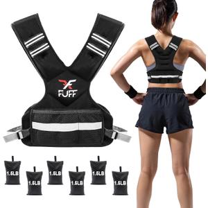Adjustable Weighted Vest for Women & Men, 11-20lb Vest with 6 Ironsand Weights for Strength Training,Weight Vest with Reflective Strip for Running Walking Exercise Workout (11-20 lb)
