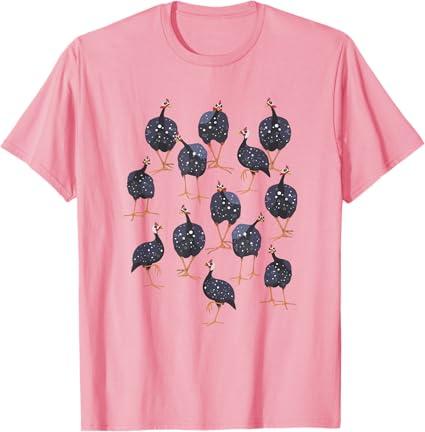 Guinea Fowl Hen Graphic Bird Art Pattern T-Shirt S