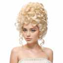 CAMDOM Victorian Vintage Curly Beehive Wig Platinum Blonde Colonial Queen Halloween Cosplay Costume Wig For Women