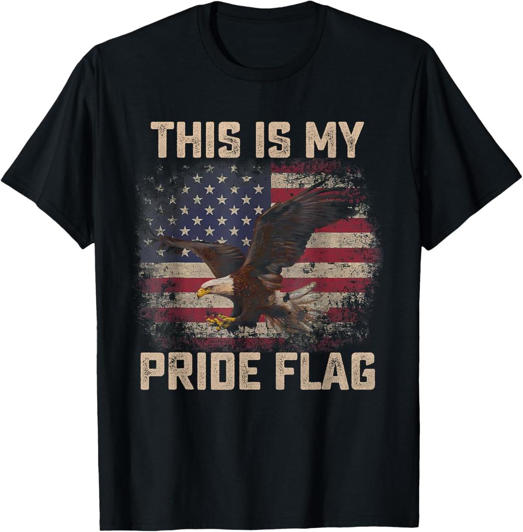This Is My Pride Flag USA American 4th of July Patriotic T-Shirt for Women Men (Black, L)