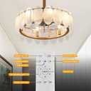 Deckrico 20" Gold Ceiling Fan with Crystal Light Modern Crystal Fandelier Chandelier Semi Flush Mount with Remote Control 6 Speeds for Bedroom, Living Room, Dining Room