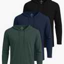 Real Essentials 3 Pack: Men's Cotton Lightweight Casual Pullover Drawstring Hoodie With Pocket,L