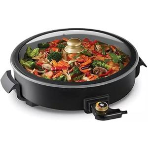 Daash Electric Skillet with Lid, 14-Inch Nonstick Ceramic Surface, 4.5 Qt Deep Pan, One-Touch Temp Control up to 450°F, Family Size Cooker for Saute, Braise, Sear, Bake, Simmer, Easy Clean (Black)