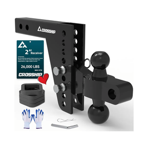 Adjustable Trailer Hitch - Fits 2'' Receiver, 6'' Drop/Rise Ball Mount, Solid Dual Ball (2" x 2-5/16") Tow Hitch 26,000 LBS GTW-Multifunctional Heavy Duty Truck with Pin for Class III & IV