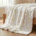 Horaldaily Spring Summer Blanket Throw, White Sunflower Soft Fuzzy Plush Faux Fur Cozy Blankets for Couch Sofa Bed Lounging, Ideal Gifts for Kids Adults Wife Self, 50x60