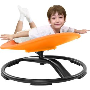 Zhenx Spinning Chair for Autistic Kids (Ages 3-18) - 220LBS Capacity Sensory Swivel Seat - Sensory Toy for Teens with ADHD/Autism - Sit and Spin Calming Gift to Improve Focus & Body Balance (Orange)