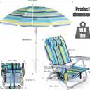 Nice C Beach Chair with Umbrella, Backpack Stripe Beach Chair for Adults, Sand Chair, High Back, with Cooler, Cup Holder & Heavy Duty (Set of 1), Regular