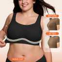 Womens Plus Size Supportive Bras Full Coverage Wireless Minimizer Wider Strap Back Smoothing Comfort Shaper Bra (Black, L)