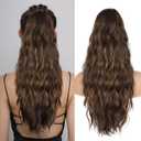 Drawstring Ponytail for Women, 26 inch Long Ponytail Extension, Synthetic Pony Tails Hair Extensions, Highlight Hair Extensions Ponytail for Daily Use (Color: Brown Mixed Honey Blonde)