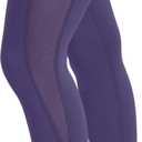 ALONG FIT Women's Mesh Yoga Leggings with Side Pockets Tummy Control Workout Running Capris High Waist Yoga Pants (Blue, XS)