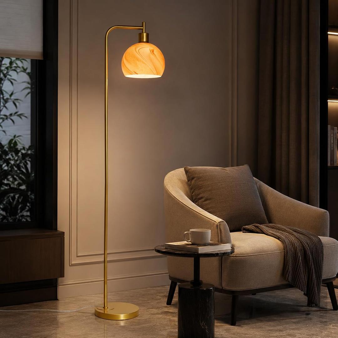 67" Soft Glow Art Deco Glass Floor Lamp