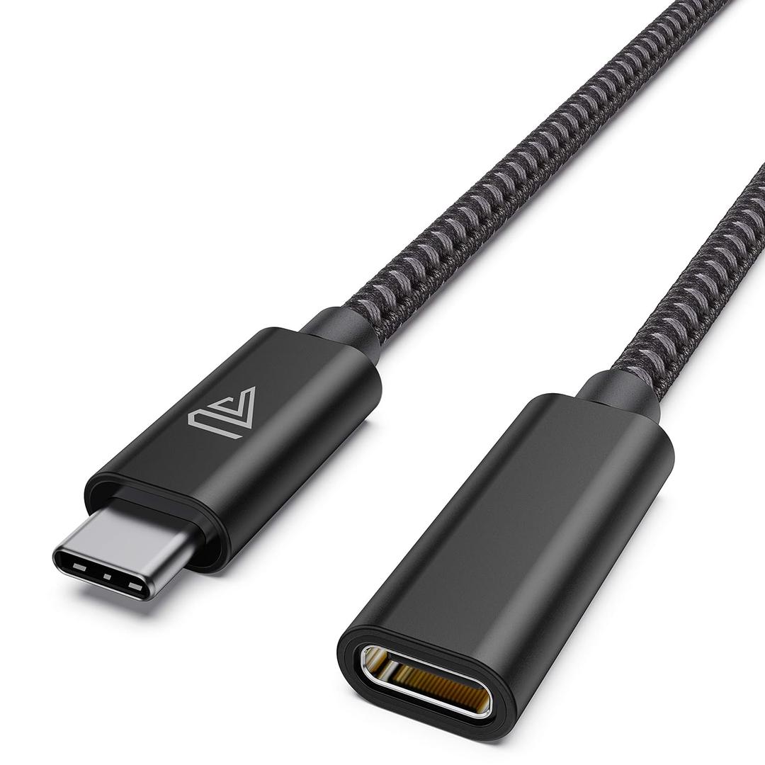 USB Type C Extension Cable (10Ft/3m), USB 3.1(5gbps) Type C Male to Female Extension Charging & Sync for iPhone 15, MacBook Air M4/ M3/ Pro, iPad Pro Dell XPS Surface Book- Black