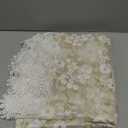 White Floral Ivory Gold Leaves Lace Tablecloth 43”x43” Square Small Table Cover (White & Ivory, 43”x43” Square)