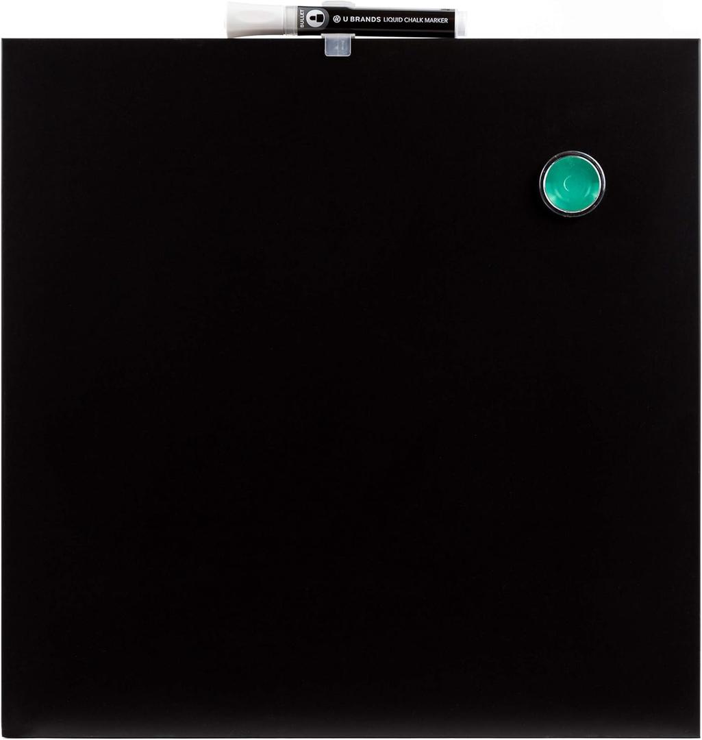 U Brands Magnetic Chalkboard, 14" x 14", Frameless, Premium Matte Surface, Includes Marker and Magnet