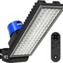 Kekeou 100W Dusk to Dawn LED Flood Light with Remote, 6500K Security Lights | 14000LM, IP67 Waterproof & Rugged, Timer, 10KV Surge, Flicker-free, 240 Adjustable Mount for Yard, 100W-Arm