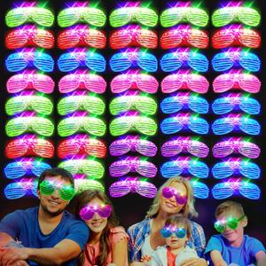 38PCS LED Glasses, Light Up Glasses, 5 Colors, 3 Light Modes, Glow in The Dark Party Supplies, Neon Party Favors for Birthday Gifts, Party Decorations, New Year, Carnival