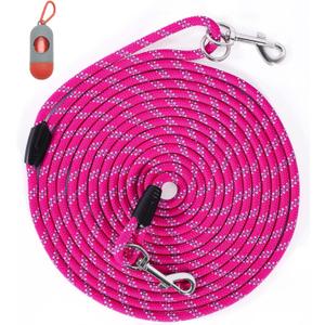 Long Dog Leash for Dog Training 30FT, Heavy Duty Dog Lead for Large Medium Small Dogs Outside Walking, Playing, Camping, or Yard,Hot Pink