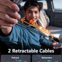 Starlight Retractable Car Charger with Retractable Cables, Starlight in Car Roof 4 in 1 Super Fast USB C Car Phone Charger, 2 USB Ports Starry Sky Adapter, Compatible with iPhone 17 16 15 14 13 12