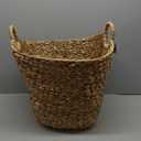 Deco 79 Seagrass Handmade Decorative and Functional Storage Basket Large Woven Basket Organizer with Ring Handles, Basket for Storage 20" x 18" x 19", Brown
