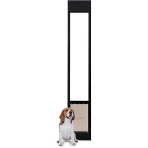 PetSafe 1-Piece Sliding Glass Pet Door for Dogs and Cats - Adjustable Height up to 80 11/16"- Large, Black, No-Cut DIY Install, Aluminum Patio Panel Insert, Great for Renters or Seasonal Installation