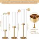 6Pcs Hurricane Glass Candle Holders Gold Candlestick Holders Taper Candle Holder with 9.8" Windproof Clear Cylinder Covers for Outdoor Indoor Tall Candle Stick Holder Decor for Wedding Party Fireplace