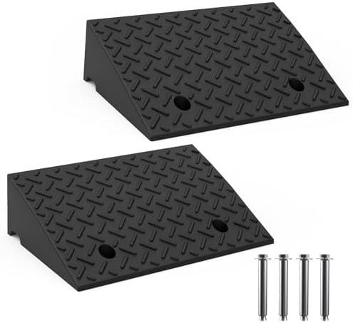 Heavy Duty Rubber Curb Ramp,2 PC 5.1" Rise Height,3 Tons(6600 LB) Capacity,Sidewalk Threshold Driveway Curb,Slope Ramps for Dock Bike Vehicle Wheelchair Warehouse Motorcycle (5.1 inch Height)