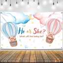 KatchOn, XtraLarge He or She Gender Reveal Banner - 72x44 Inch, Blue or Pink | He or She Gender Reveal Decorations | He or She Banner for Baby Shower Decorations