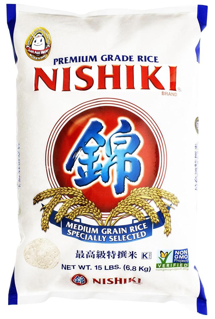 Nishiki Premium Rice, Medium Grain, 15 Pound (Pack of 1), Best By: 06/18/2026