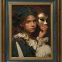 Classic Canvas Frame for 24x30 Oil Paintings Art Prints, 3.5" Wide DIY Wood Ornate Frames for Vintage Farmhouse Home Apartment House Wall Decor, No Back & Glass, Memorial Gift (Blue Gold)