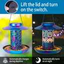 Ottsuls Solar Bird Feeder for Outdoors Hanging, Metal Wild Cardinals Garden Lantern with S Hook, Weatherproof and Water Resistant Birdfeeders as Gift Idea for Women Mom Grandma Bird Lovers (Blue)