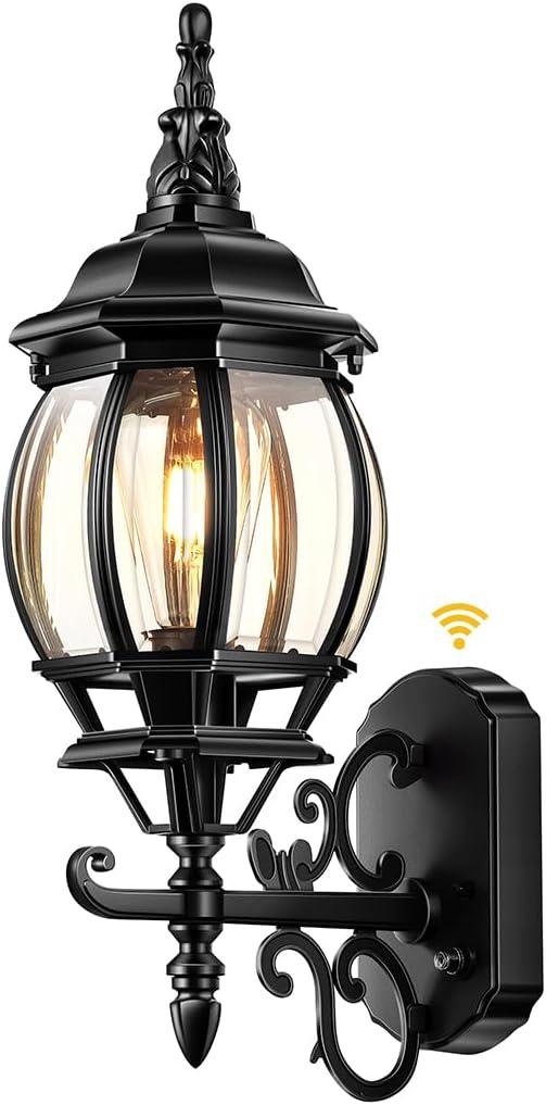 VIANIS Outdoor Wall Light, Black Exterior Porch Light Wall Mount, Modern Outside Lantern Lights for House, Dusk to Dawn Exterior Sconce Lighting for Garage, Front Door Light Fixture Outdoor Wall Lamps (Up 1PK)