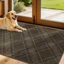 COSY HOMEER Door Mat Non-Slip, Soft Absorbent TPR Backing Doormat for Front Door Inside Entrance, Washable Low Profile Mats for Pets & Family, 32" x 48", Brown