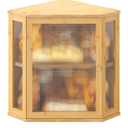 Corner Bread box for Kitchen Countertop,Farmhouse Bread Box with Acrylic Wavy Door Panel,Large Bread box for kitchen countertop,Food Storage Container (Natural, Extra Large)