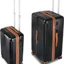 Carry-on 20 Inch and 28 Inch Square Thickened ABS+PC Hard Shell luggage, 2-Piece Suitcase Set with TSA Lock & Dual Zipper Mesh Inner Layer Design, Black Brown