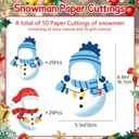 50Pcs Winter Snowman Paper Cutouts with 100Pcs Glue Points Christmas Snowman Bulletin Board Decorations with Photo Space for DIY Craft Classroom Door Wall Party Dcor