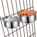 Dog Kennel Food and Water Bowls, 2 Pack Hanging Metal Dog Bowls No Spill, Stainless Steel Pet Dish for Small & Medium Breed Pets (6.3 x 2.6” & 5.5 x 2.4”)