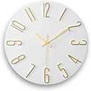 Faupugh Wall Clock Battery Powered 12 inch Silent Wall Clock, Exquisite Modern Style Decorative Clock, Suitable for Home, Office, School, Kitchen, Bedroom, Living Room (White)