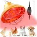 WISMOIER Chicken Heat Lamp Carbon Fiber Tube Brooder Heater Lamps for Chicks,Adjustable 2 Temperature Hanging Chicken Warmer for Livestock Dog Kennel,Cat House,Round 175W/350W