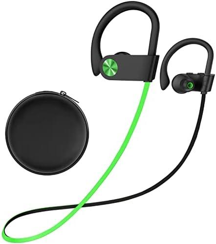Stiive Bluetooth Headphones, 5.3 Wireless Sports Earbuds IPX7 Waterproof with Mic, Stereo Sweatproof in-Ear Earphones, Noise Cancelling Headsets for Gym Running Workout, 16 Hours Playtime - GreenBlack : Electronics