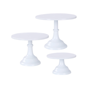 NIANDAIXIU 3 Pcs Metal Cake Stand, Cake Pop Stand Set of Disc Diameter 8" 10" 12", Tall Cake Stands for Dessert Table, Perfect Display for Wedding, Party, Birthday, Baby Shower, Decorations (White)
