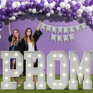 2026 Graduation Decorations PROM Letters: 3FT Graduations Party Decor Class of 2026 Grad Ornaments Large Marquee Light up Letter Sign Kindergarten Preschool Senior High School College Foam Board