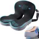 Ergonomic Seat Cushion with Adjustable Strap, Memory Foam Office Chair Seat Cushion with L-Shaped Design, Car Seat Cushion Fits for Truck Driver Semi Truck, Gaming Chair, Desk, Light&Dark Gray