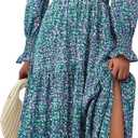 PRETTYGARDEN Women's Floral Maxi Dress 2026 Fall Long Sleeve V Neck A Line Long Flowy Spring Party Boho Dresses (M)